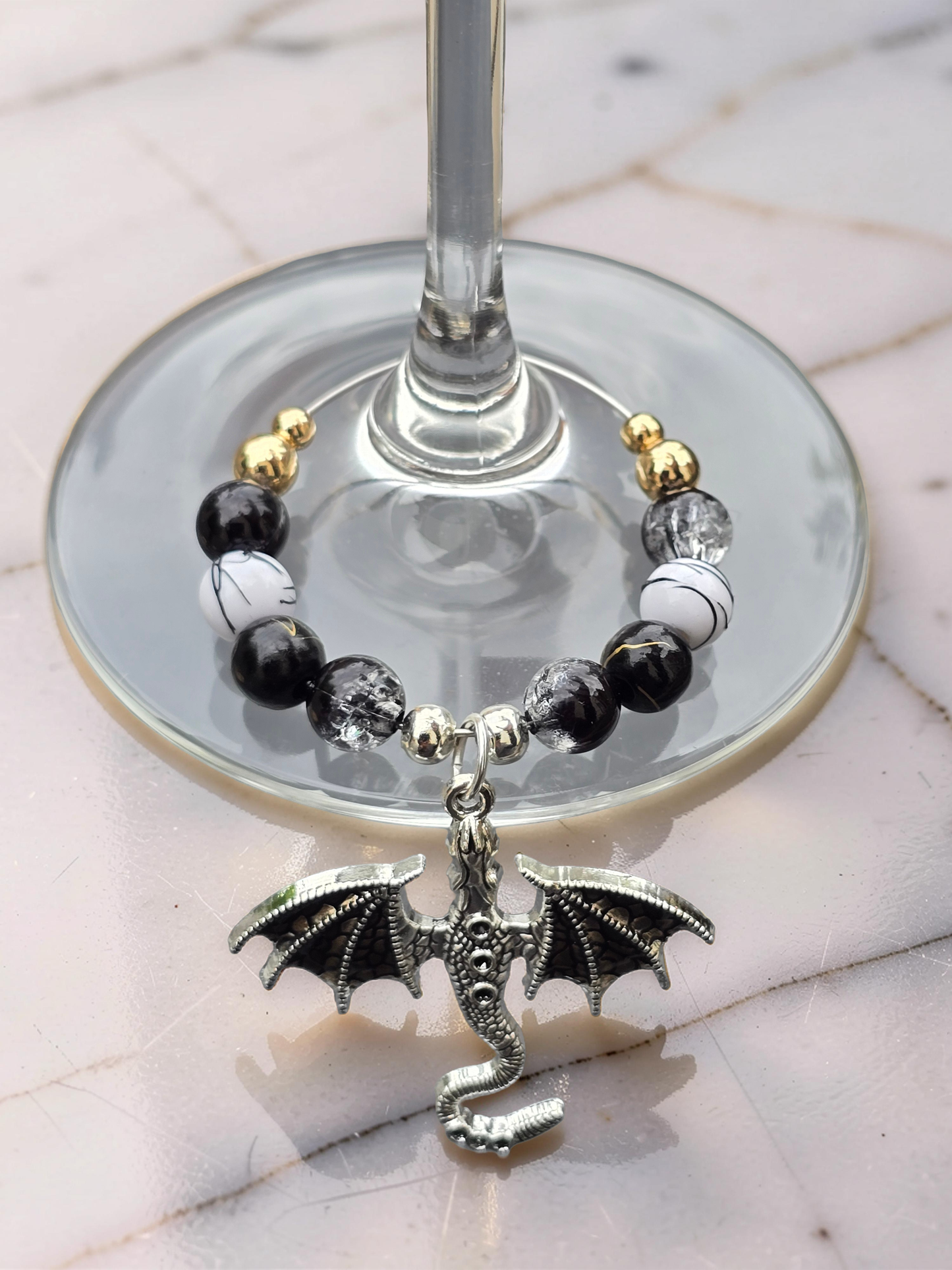 Gothic Dragon Wine Glass Charms (Set of 4)