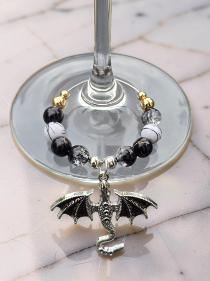 Gothic Dragon Wine Glass Charms (Set of 4)