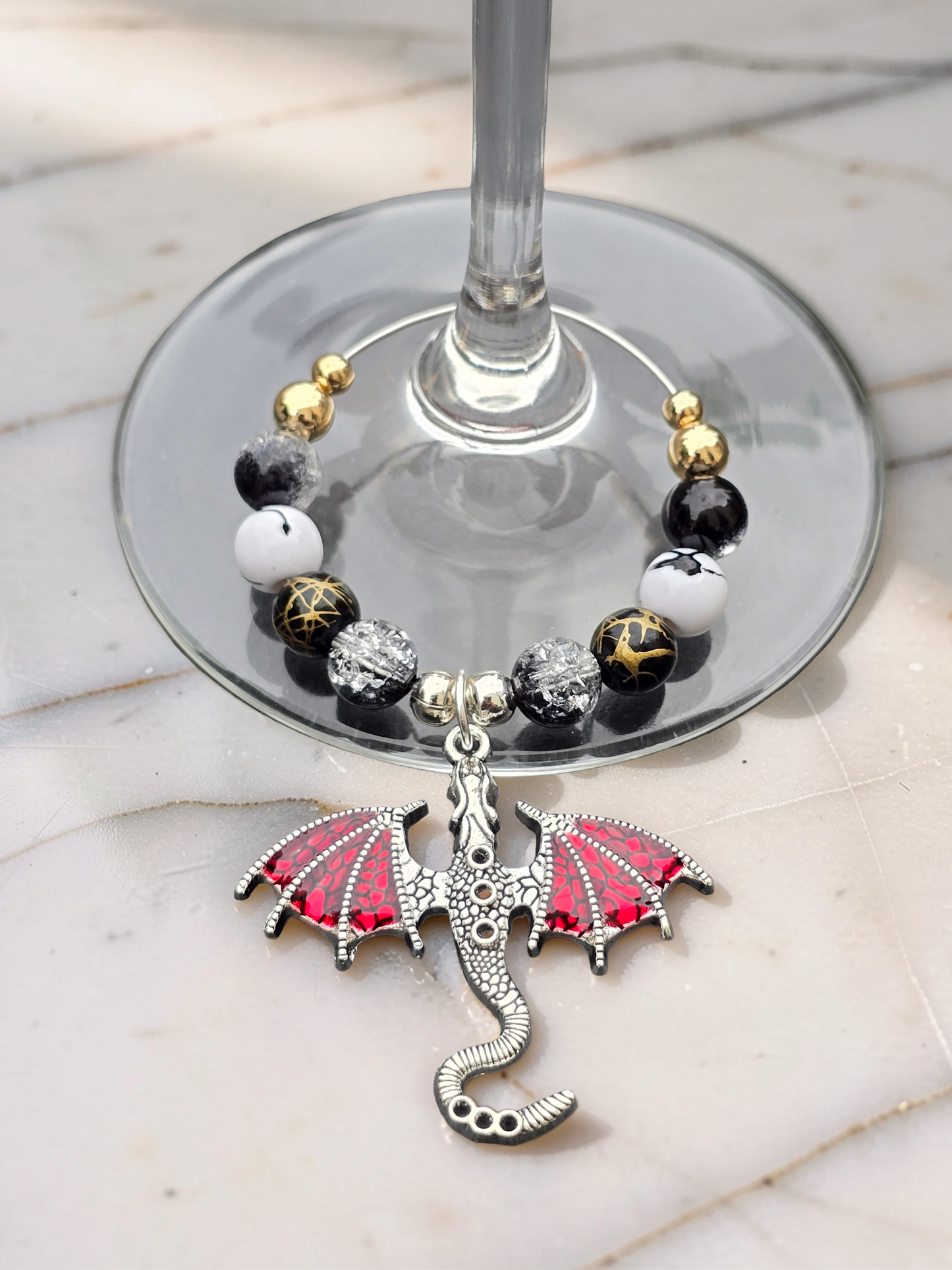 Gothic Dragon Wine Glass Charms (Set of 4)