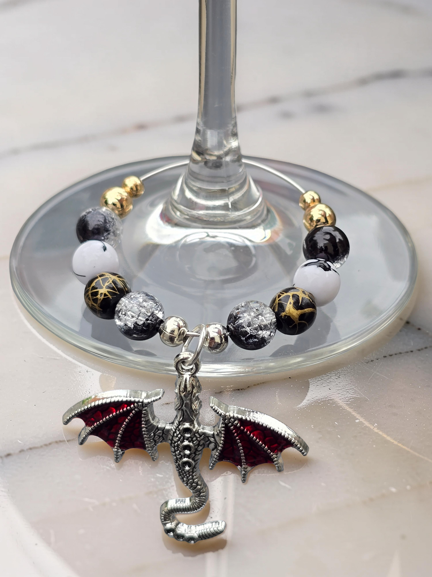 Gothic Dragon Wine Glass Charms (Set of 4)