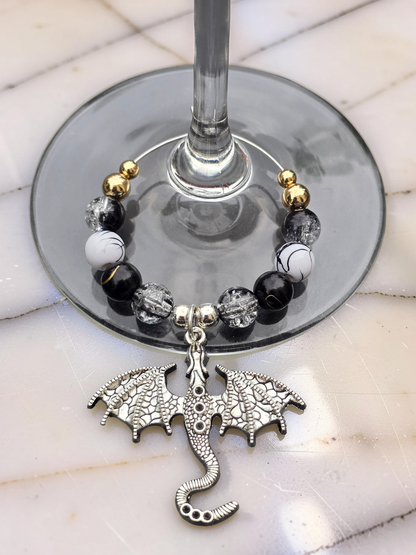 Gothic Dragon Wine Glass Charms (Set of 4)