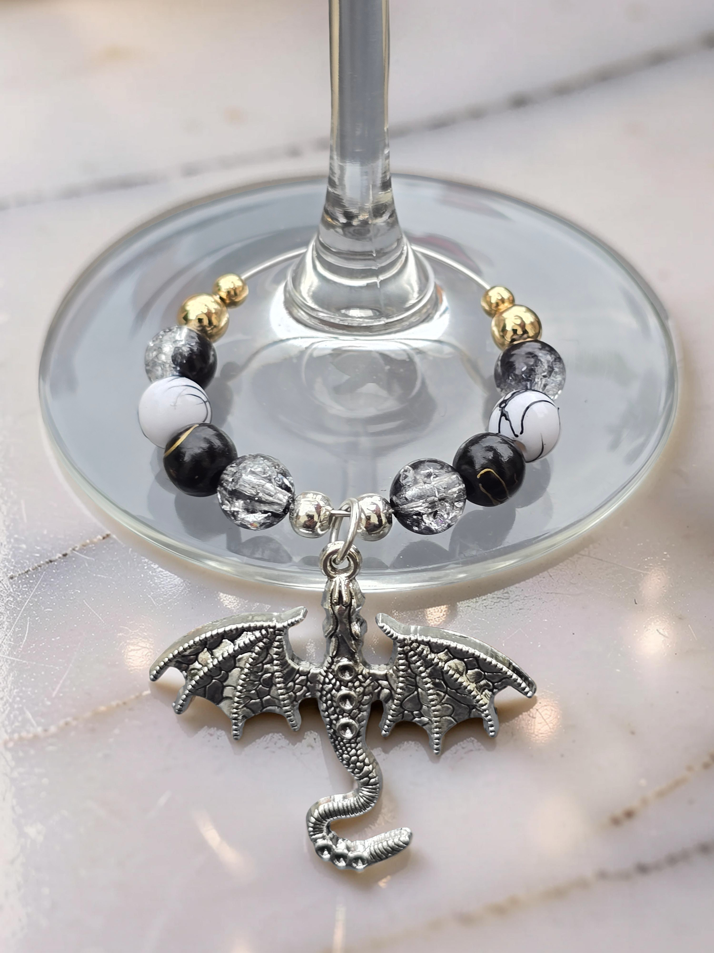 Gothic Dragon Wine Glass Charms (Set of 4)