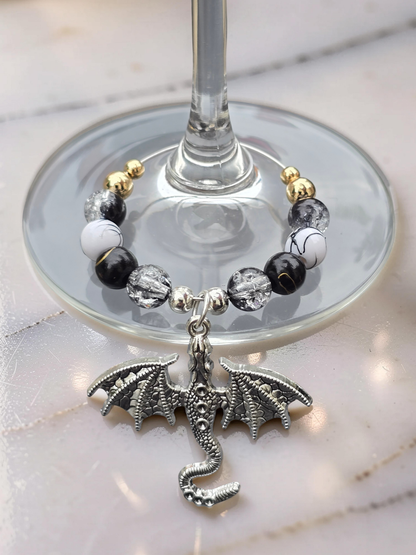 Gothic Dragon Wine Glass Charms (Set of 4)