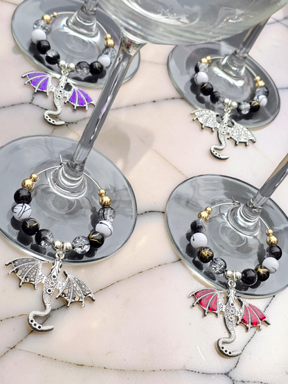 Gothic Dragon Wine Glass Charms (Set of 4)