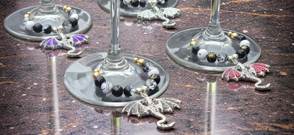Gothic Dragon Wine Glass Charms (Set of 4)