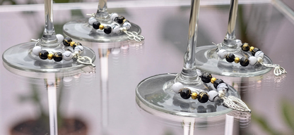 Monochrome & Gold Wine Glass Charms (Set of 4)