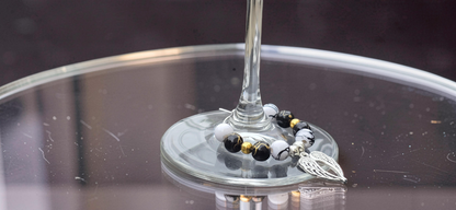 Monochrome & Gold Wine Glass Charms (Set of 4)