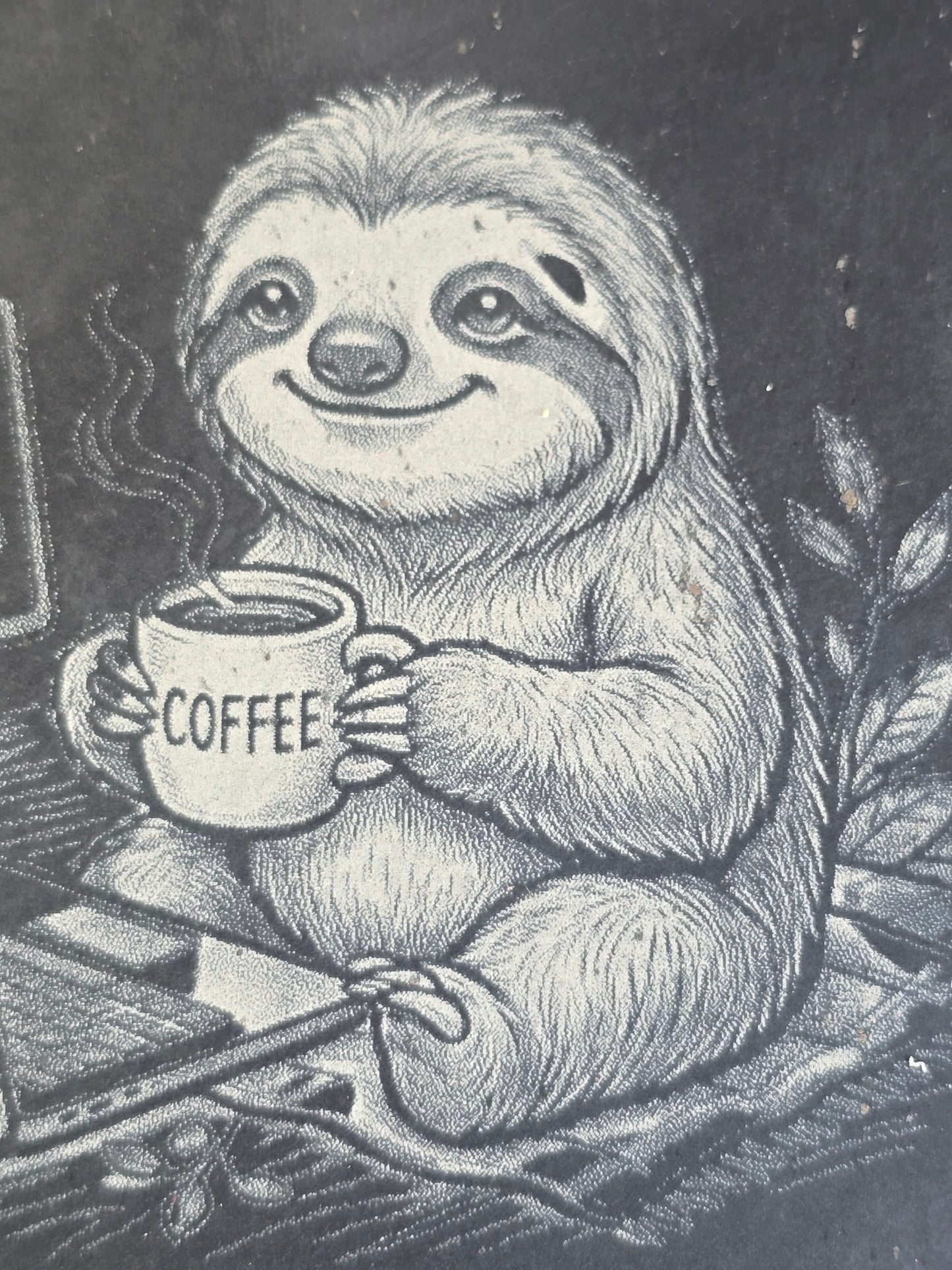 No coffee, No Workee - Sloth Slate Coaster