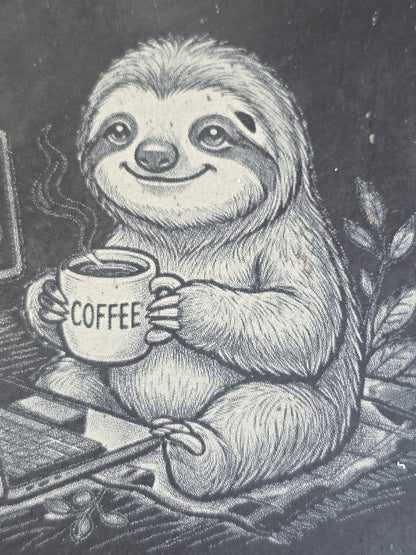 No coffee, No Workee - Sloth Slate Coaster