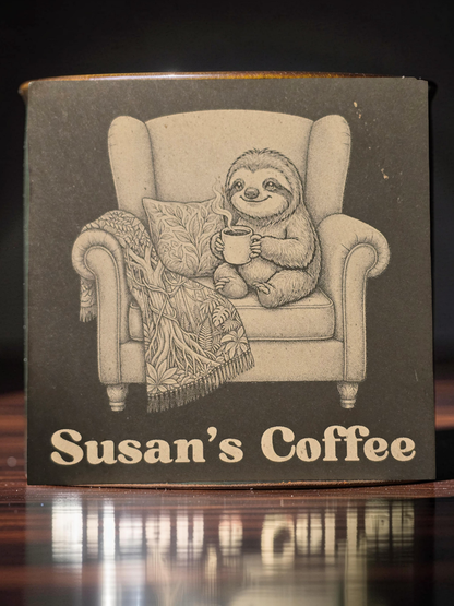 Personalised Sloth Slate Coaster - Armchair Sloth
