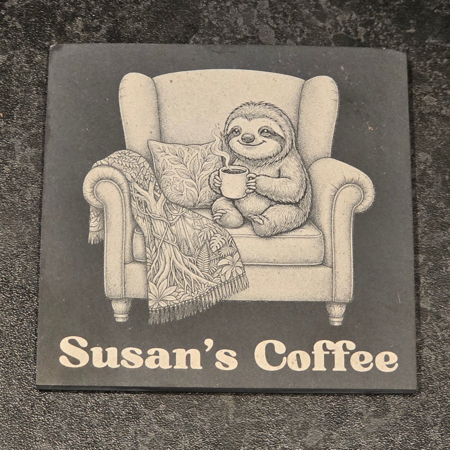 Personalised Sloth Slate Coaster - Armchair Sloth
