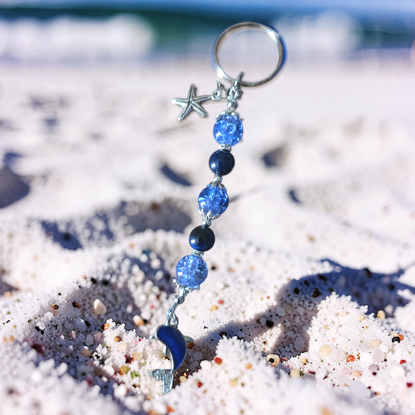 Handcrafted Beaded Dolphin Bag Charm & Keychain