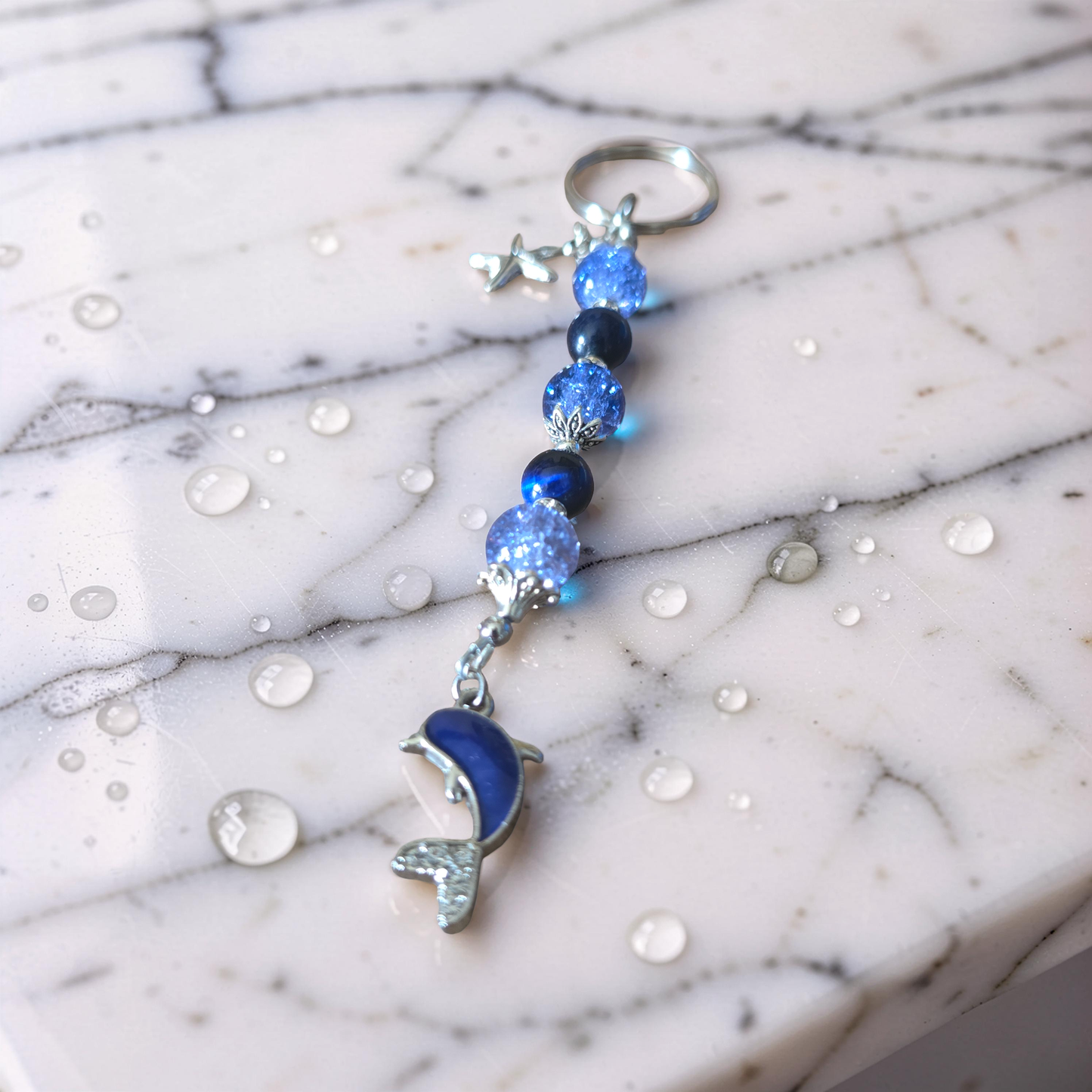 Handcrafted Beaded Dolphin Bag Charm & Keychain