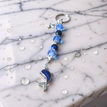 Handcrafted Beaded Dolphin Bag Charm & Keychain
