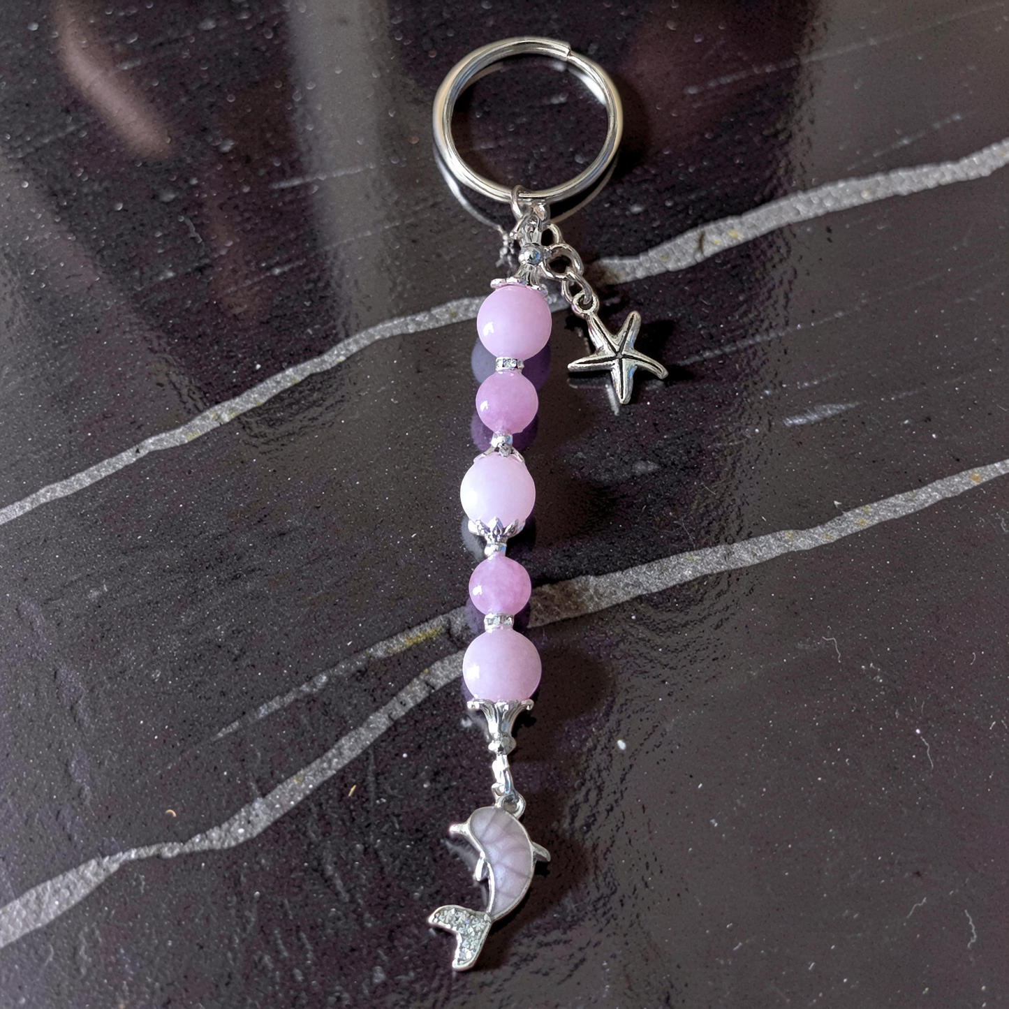 Handcrafted Beaded Dolphin Bag Charm & Keychain