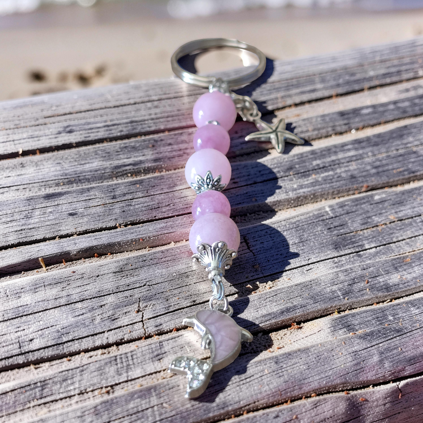 Handcrafted Beaded Dolphin Bag Charm & Keychain
