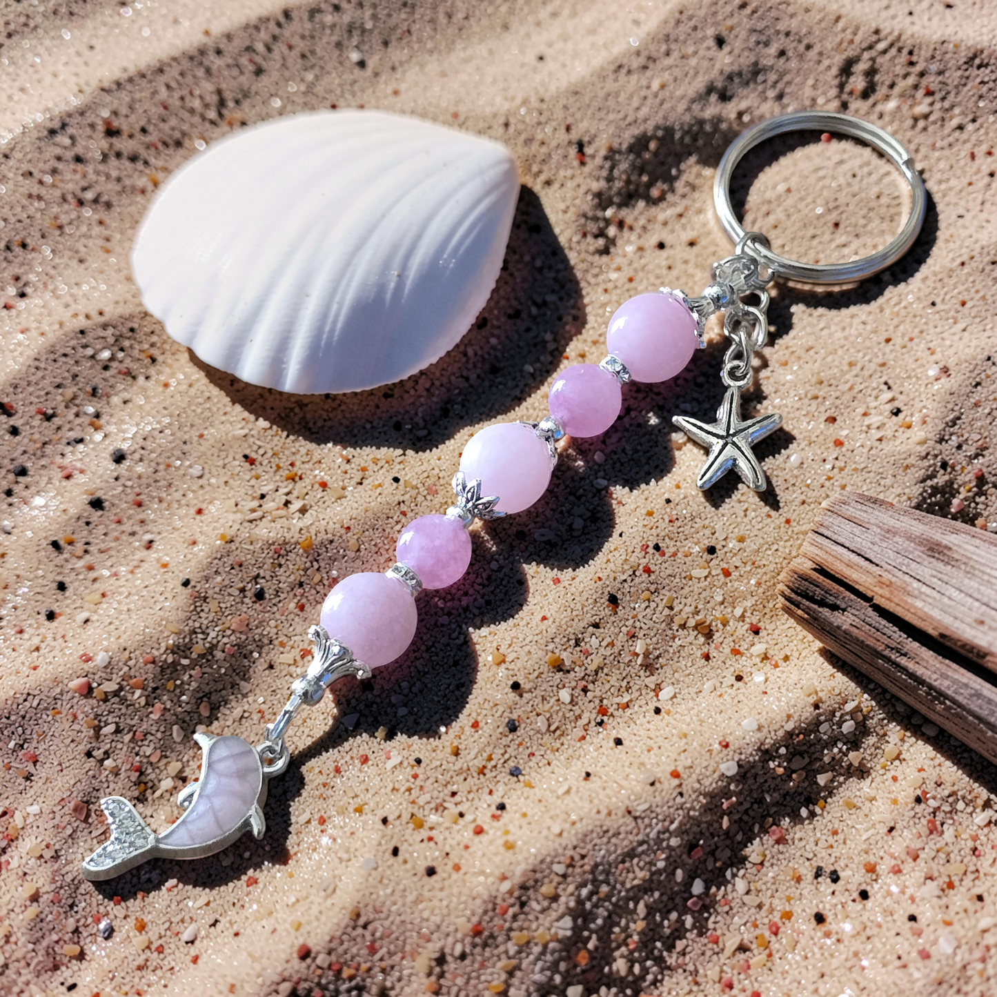 Handcrafted Beaded Dolphin Bag Charm & Keychain