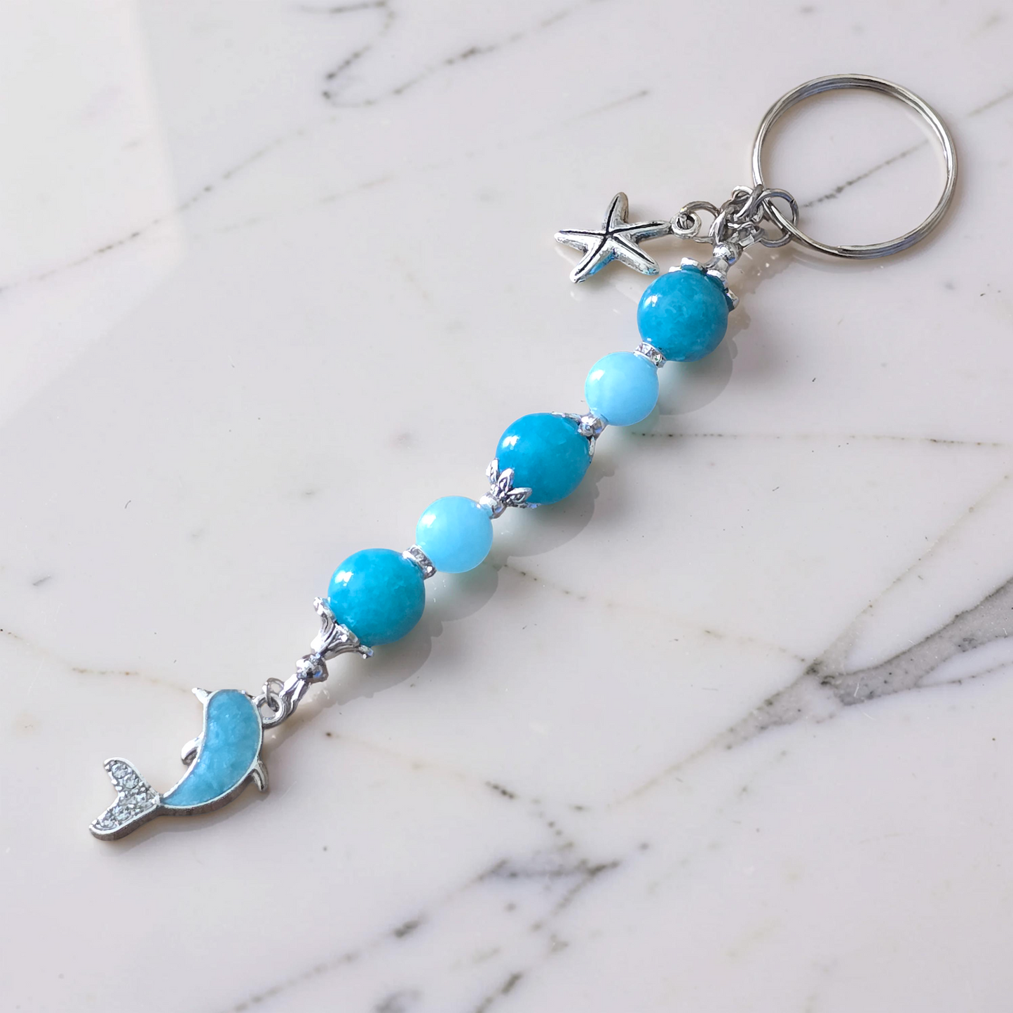 Handcrafted Beaded Dolphin Bag Charm & Keychain