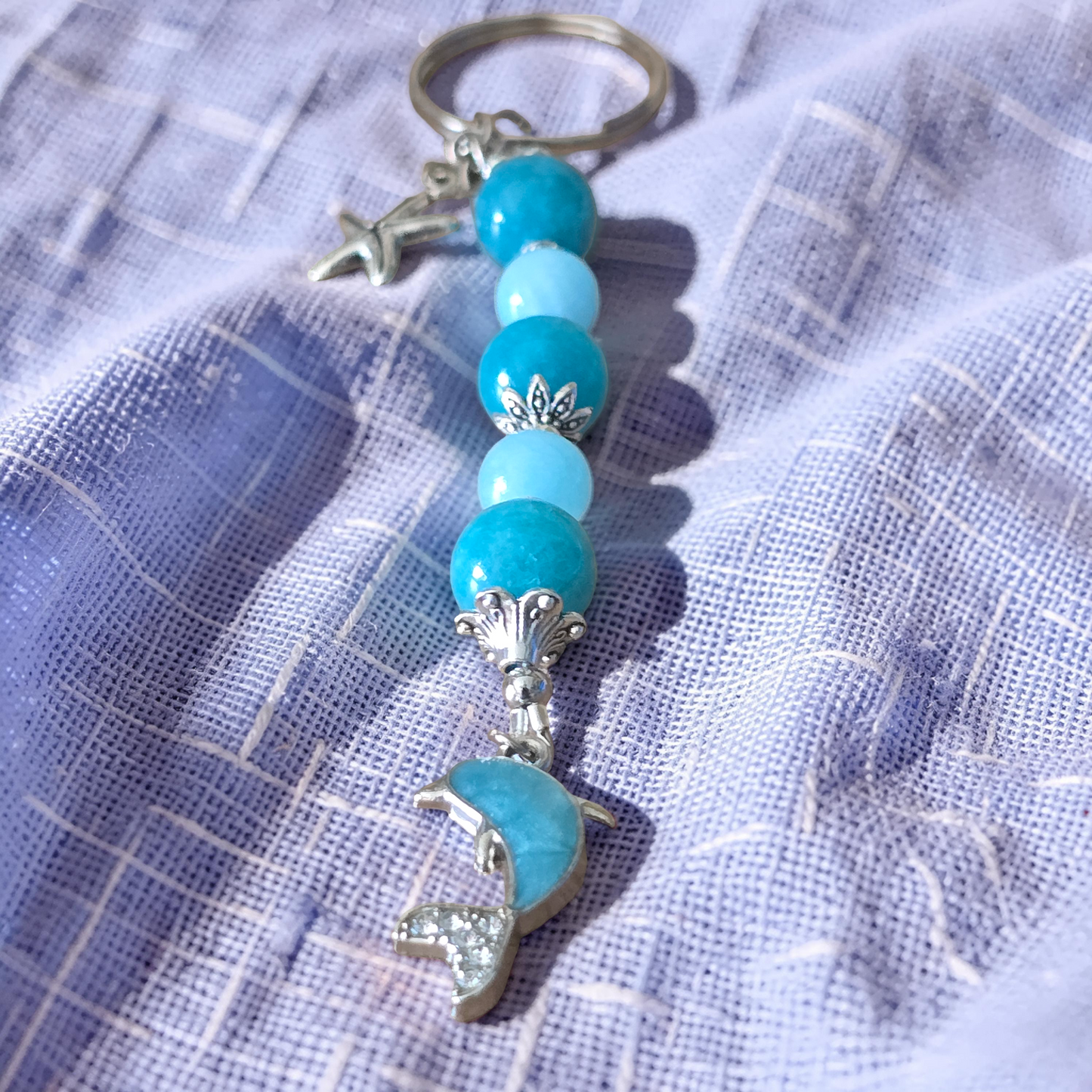 Handcrafted Beaded Dolphin Bag Charm & Keychain