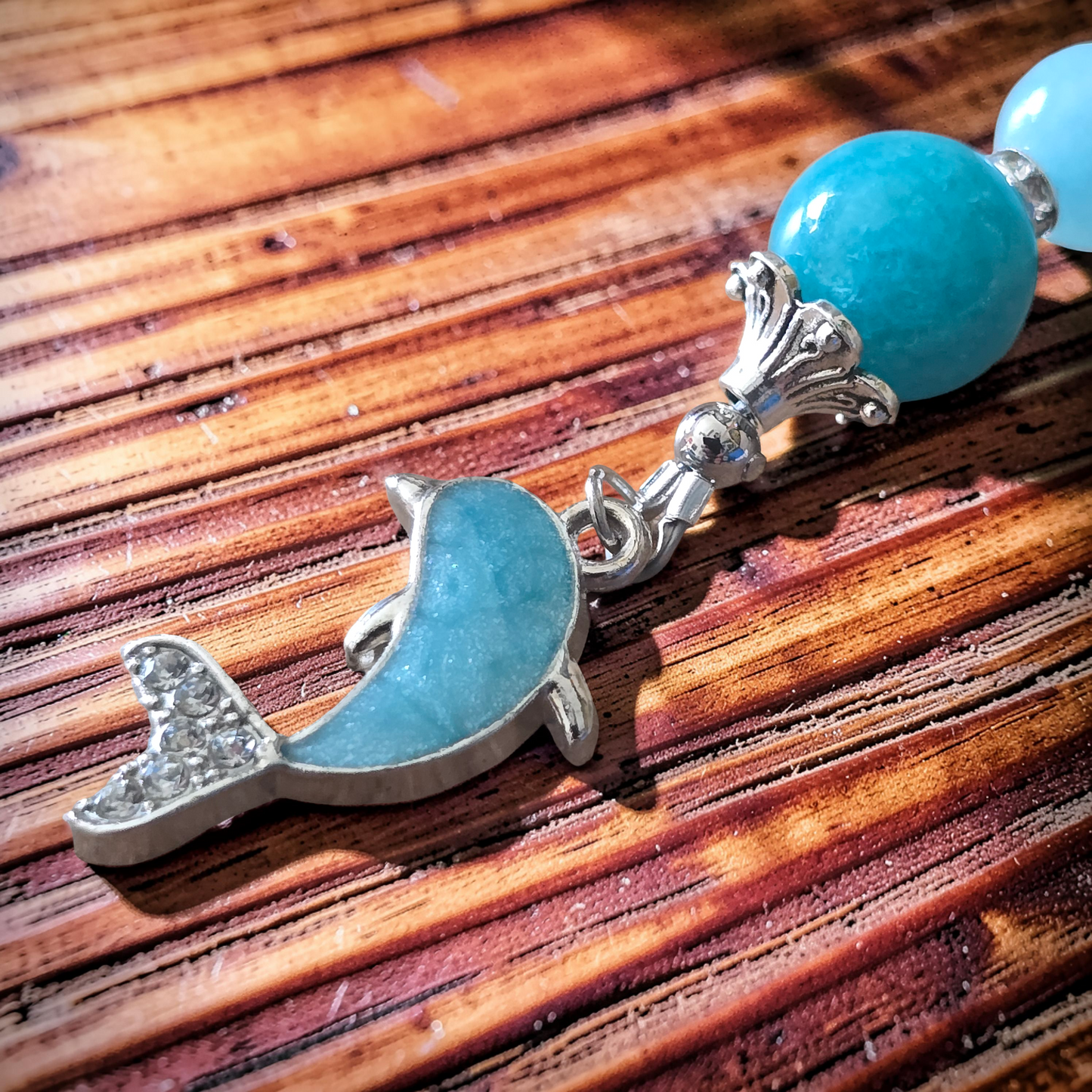 Handcrafted Beaded Dolphin Bag Charm & Keychain