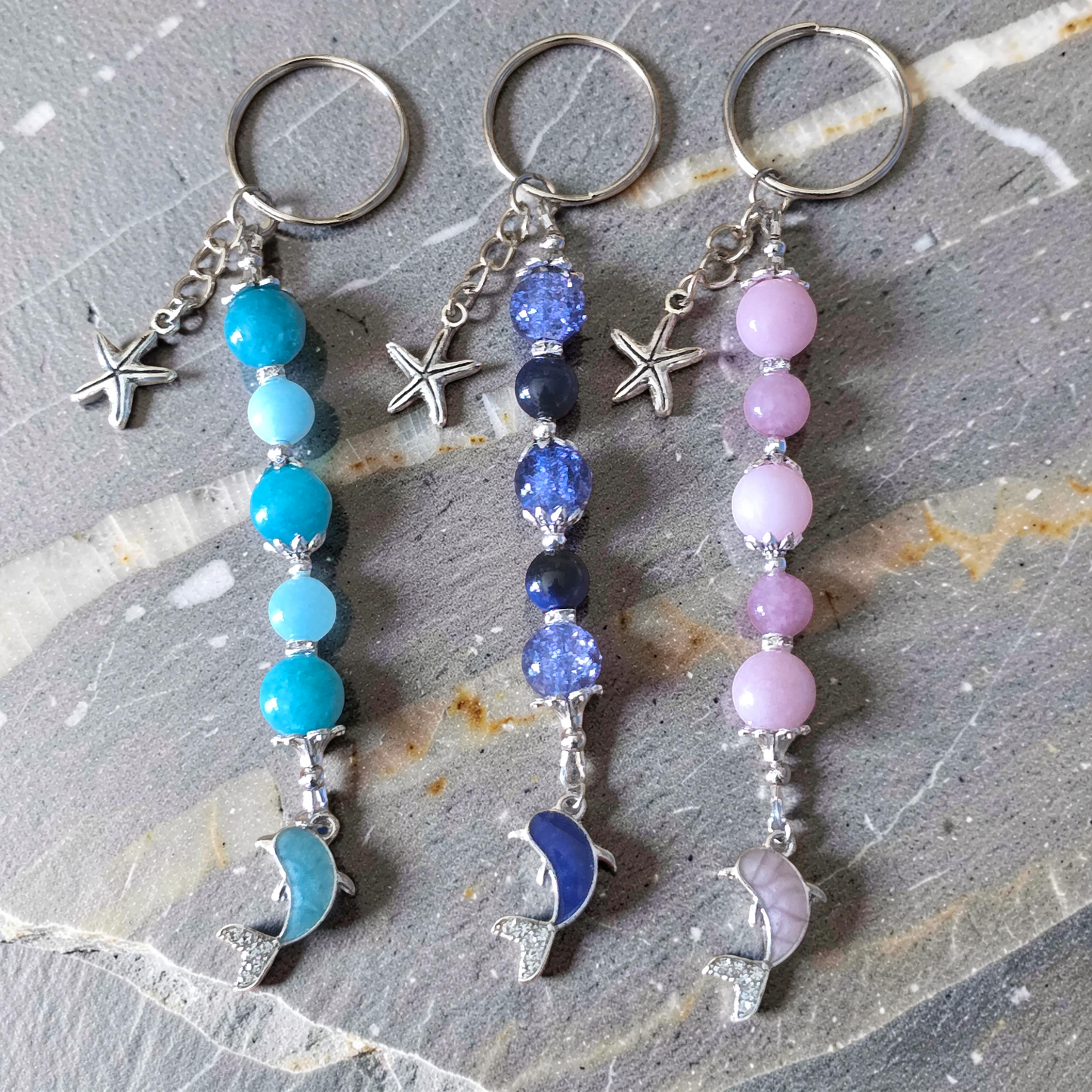 Handcrafted Beaded Dolphin Bag Charm & Keychain