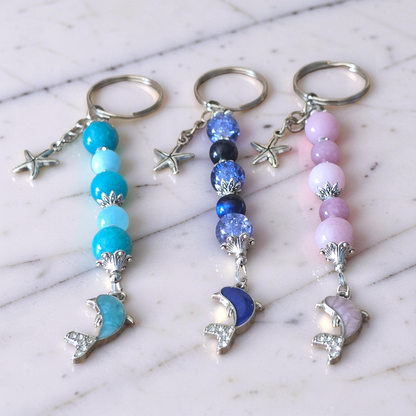 Handcrafted Beaded Dolphin Bag Charm & Keychain