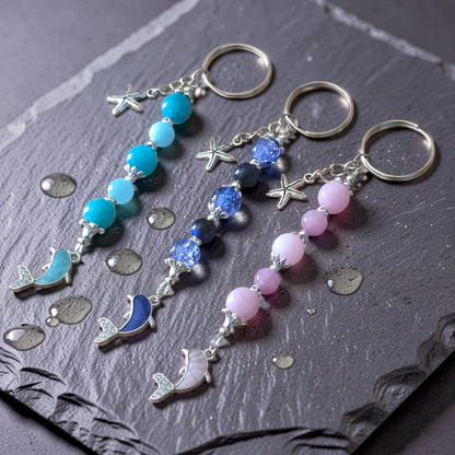Handcrafted Beaded Dolphin Bag Charm & Keychain