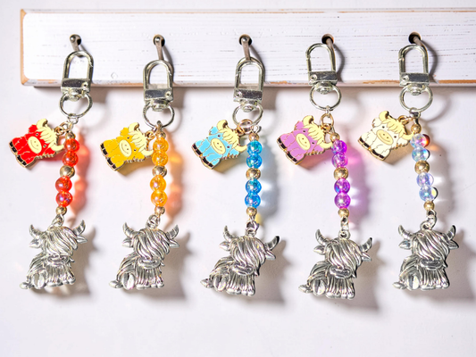 Handcrafted Highland Cow Bag Charm & Keychain
