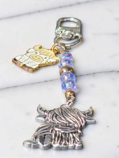Handcrafted Highland Cow Bag Charm & Keychain