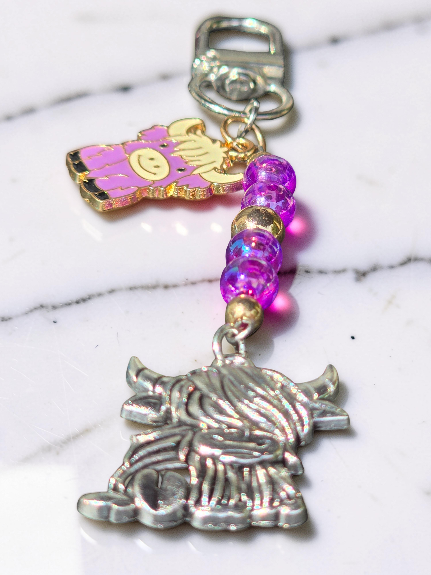 Handcrafted Highland Cow Bag Charm & Keychain