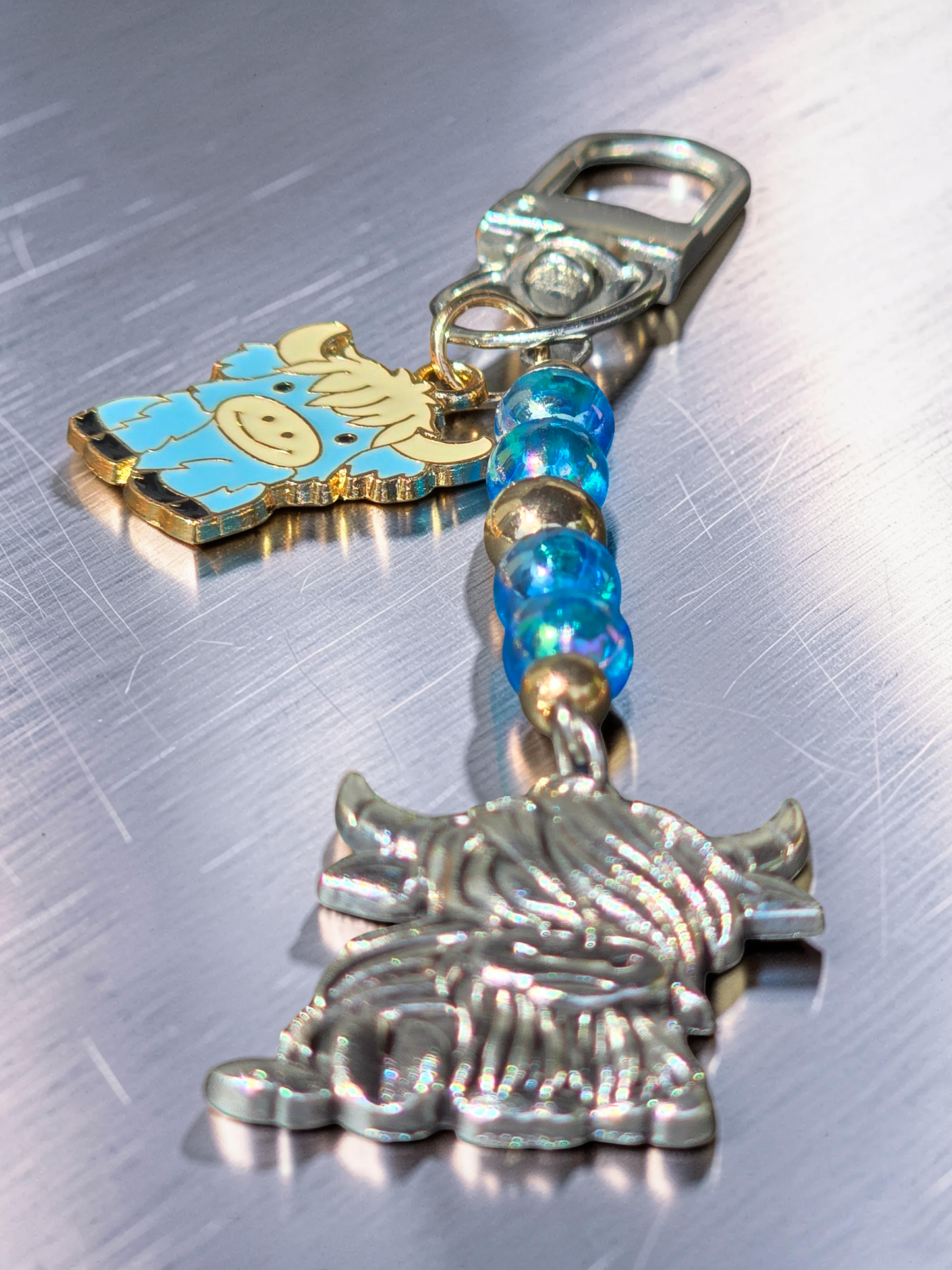 Handcrafted Highland Cow Bag Charm & Keychain
