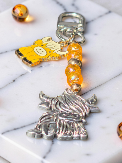 Handcrafted Highland Cow Bag Charm & Keychain