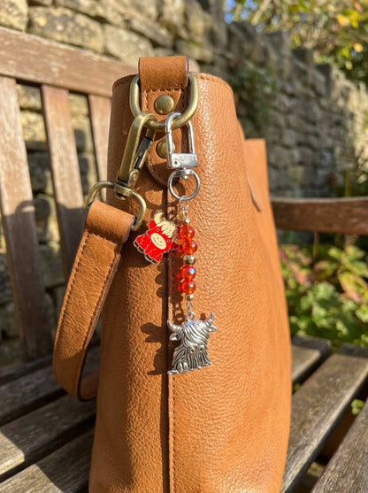 Handcrafted Highland Cow Bag Charm & Keychain