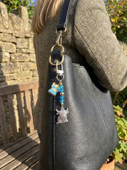 Handcrafted Highland Cow Bag Charm & Keychain