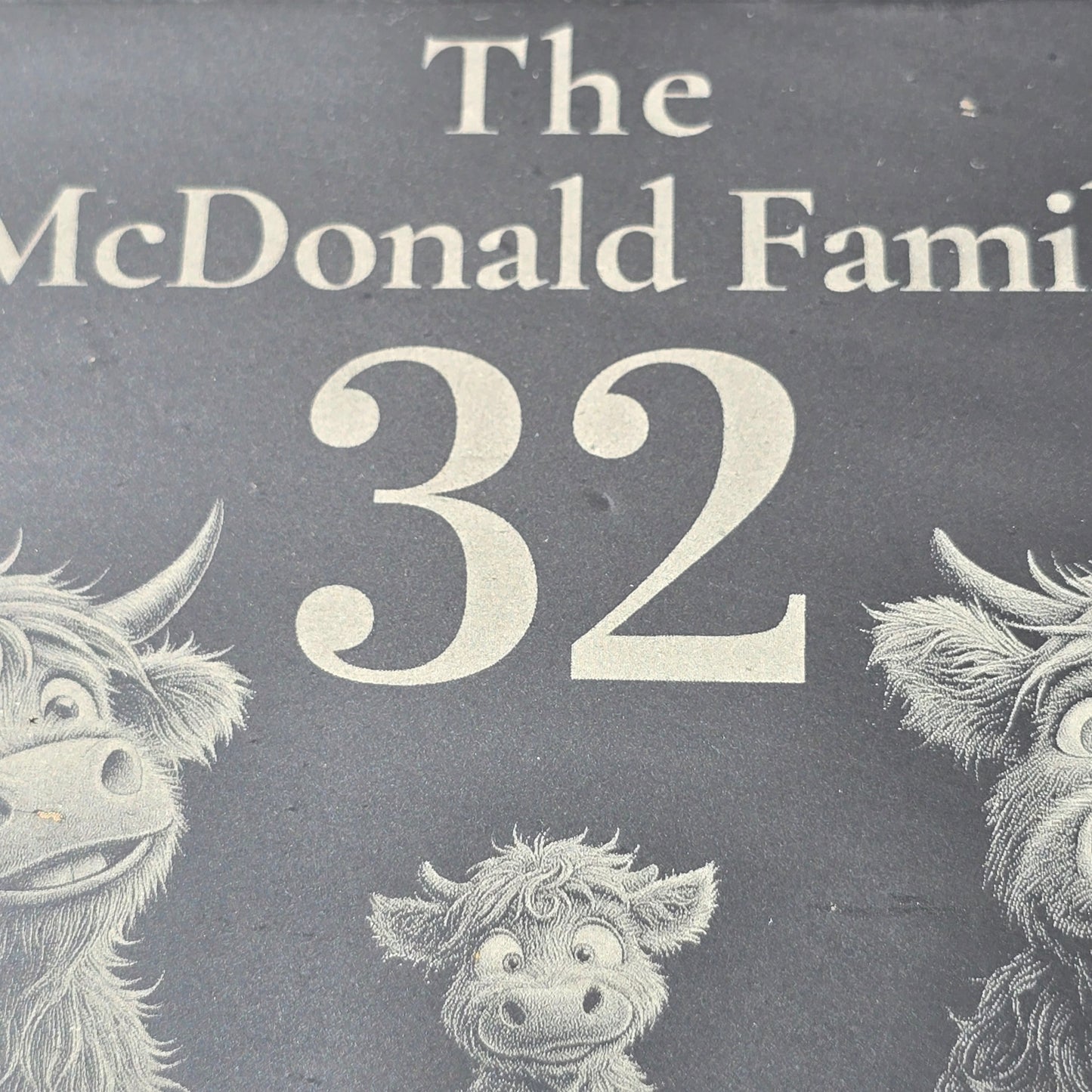 Personalised Highland Cow Family Name Slate House Sign