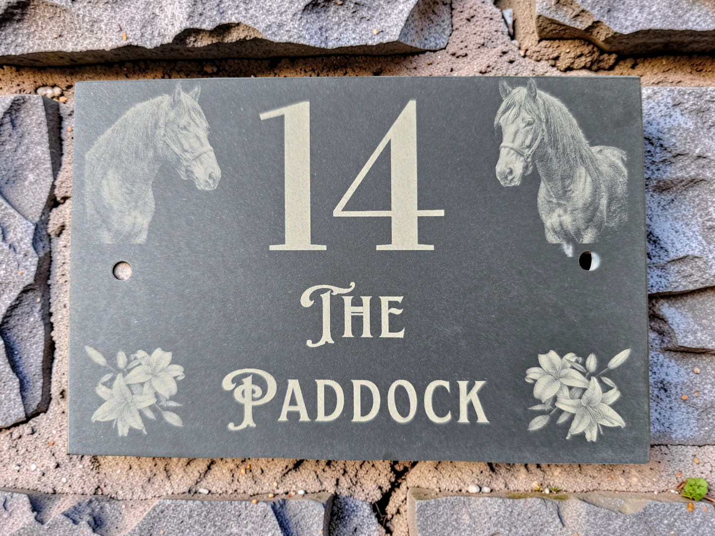 Custom Horse Slate House Sign | Personalised Address Plaque
