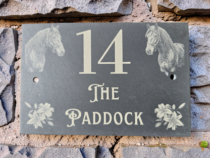 Custom Horse Slate House Sign | Personalised Address Plaque