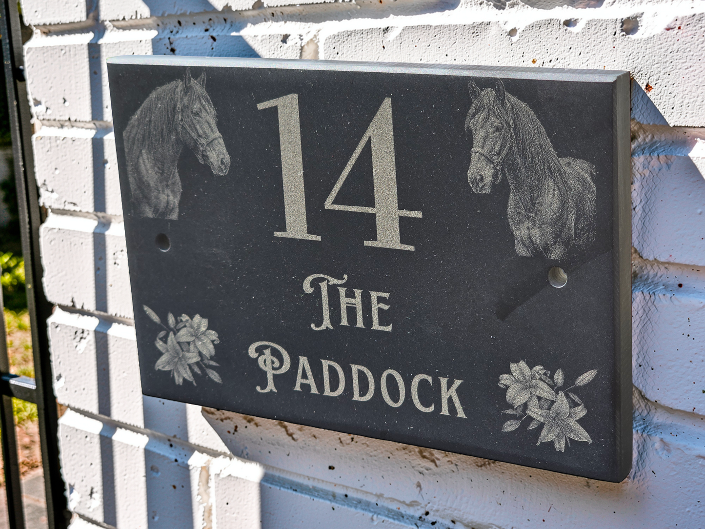 Custom Horse Slate House Sign | Personalised Address Plaque