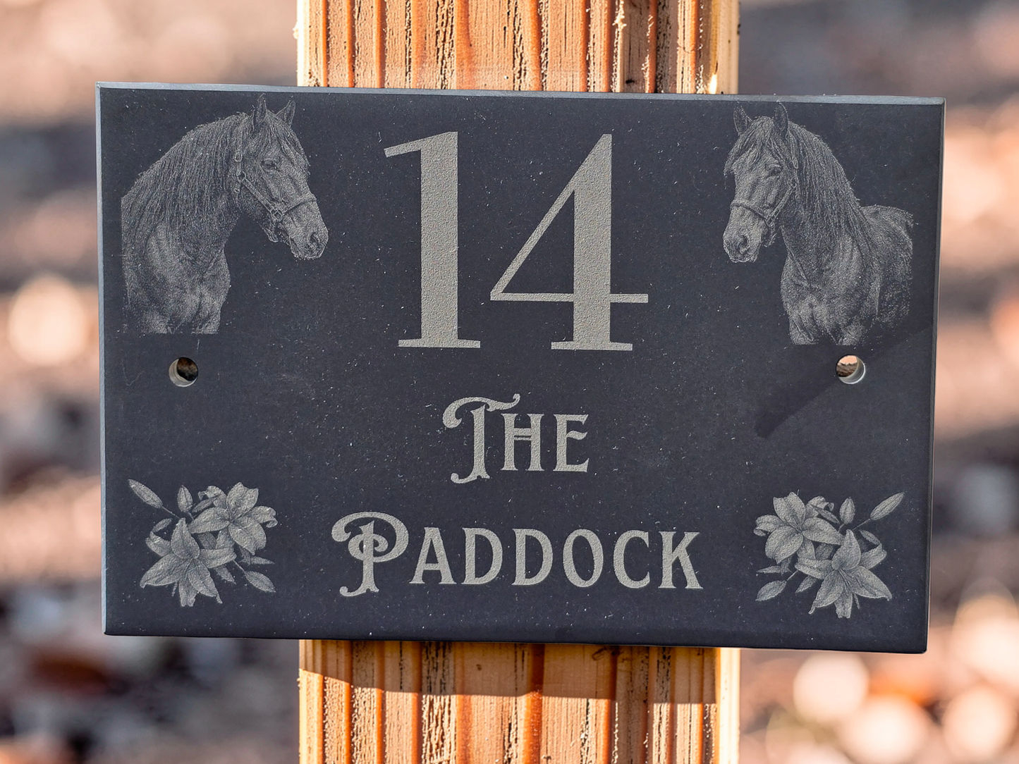 Custom Horse Slate House Sign | Personalised Address Plaque