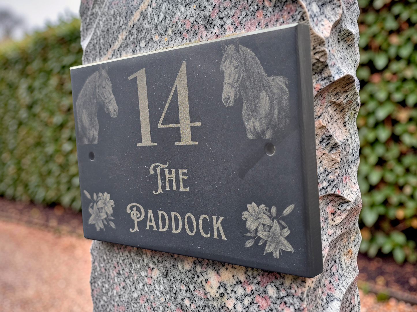 Custom Horse Slate House Sign | Personalised Address Plaque