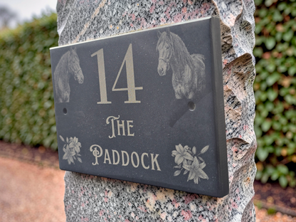 Custom Horse Slate House Sign | Personalised Address Plaque