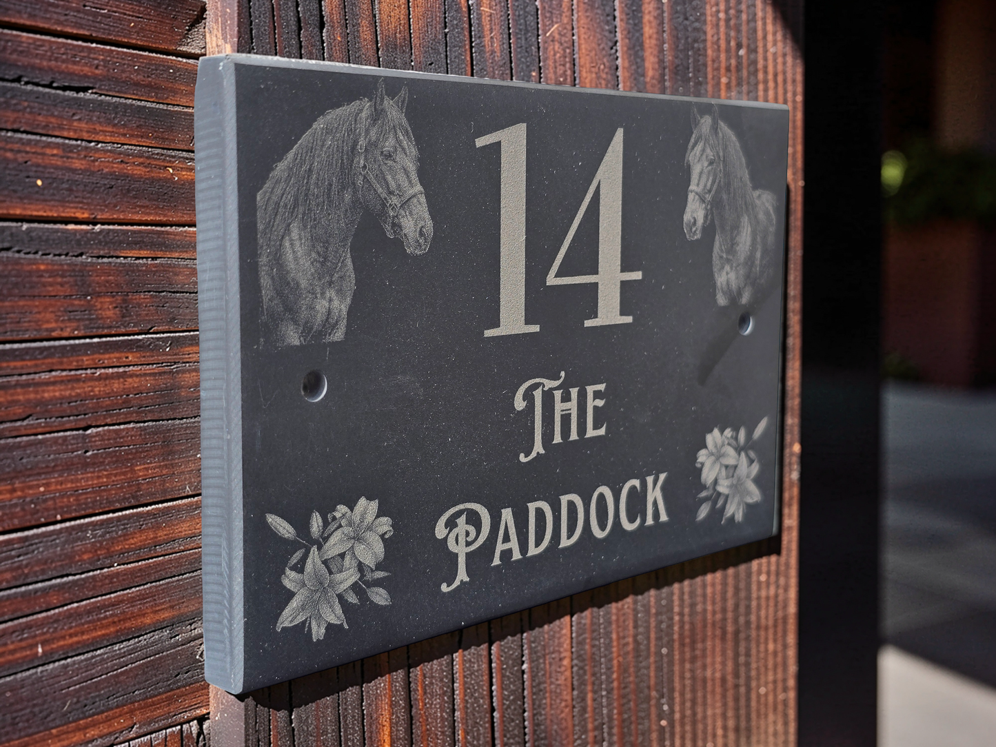 Custom Horse Slate House Sign | Personalised Address Plaque