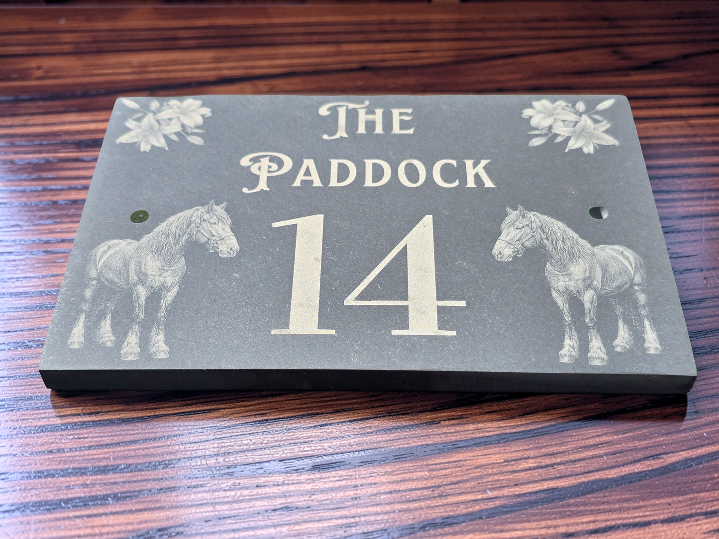 Custom Horse Slate House Sign | Personalised Address Plaque