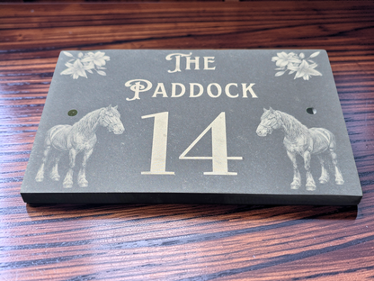 Custom Horse Slate House Sign | Personalised Address Plaque