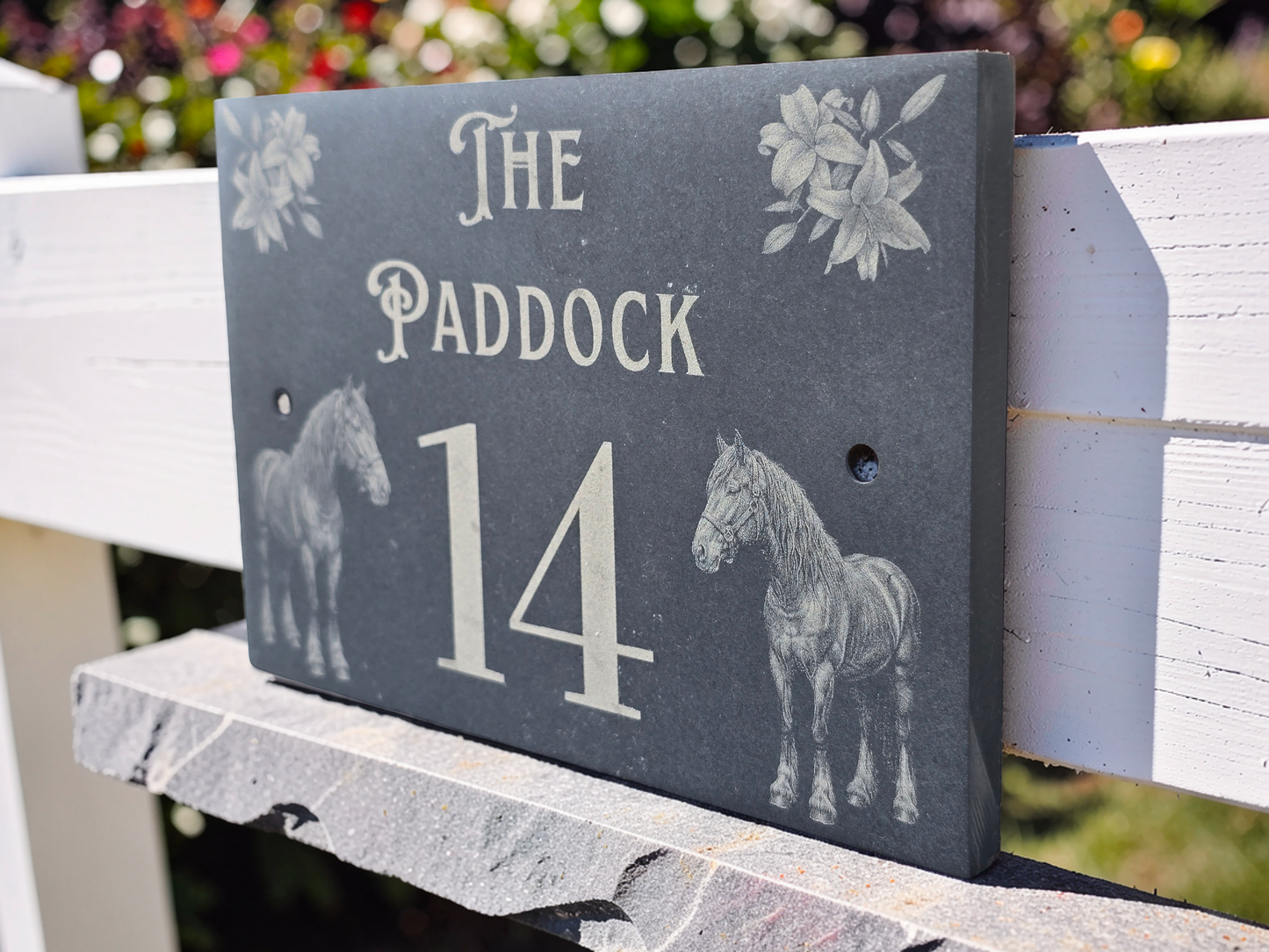 Custom Horse Slate House Sign | Personalised Address Plaque