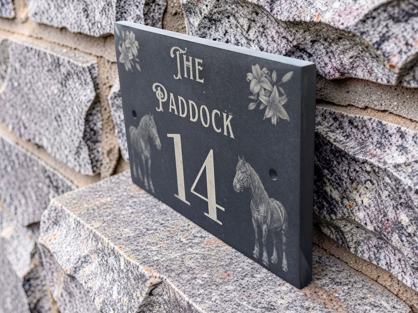 Custom Horse Slate House Sign | Personalised Address Plaque