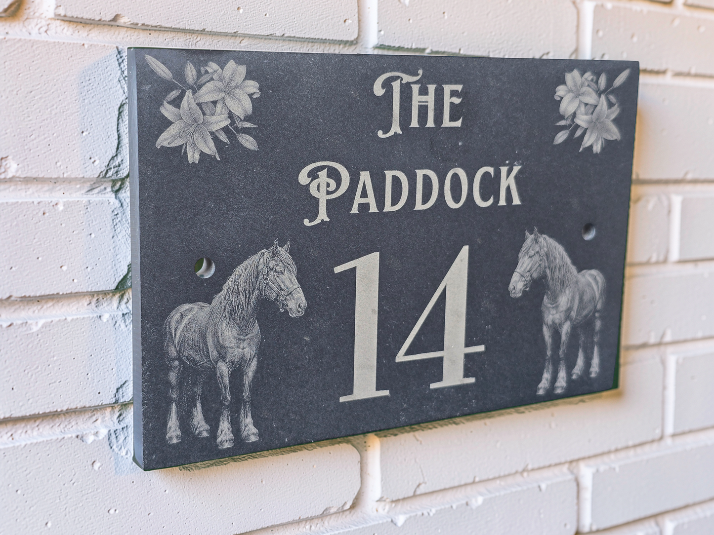 Custom Horse Slate House Sign | Personalised Address Plaque