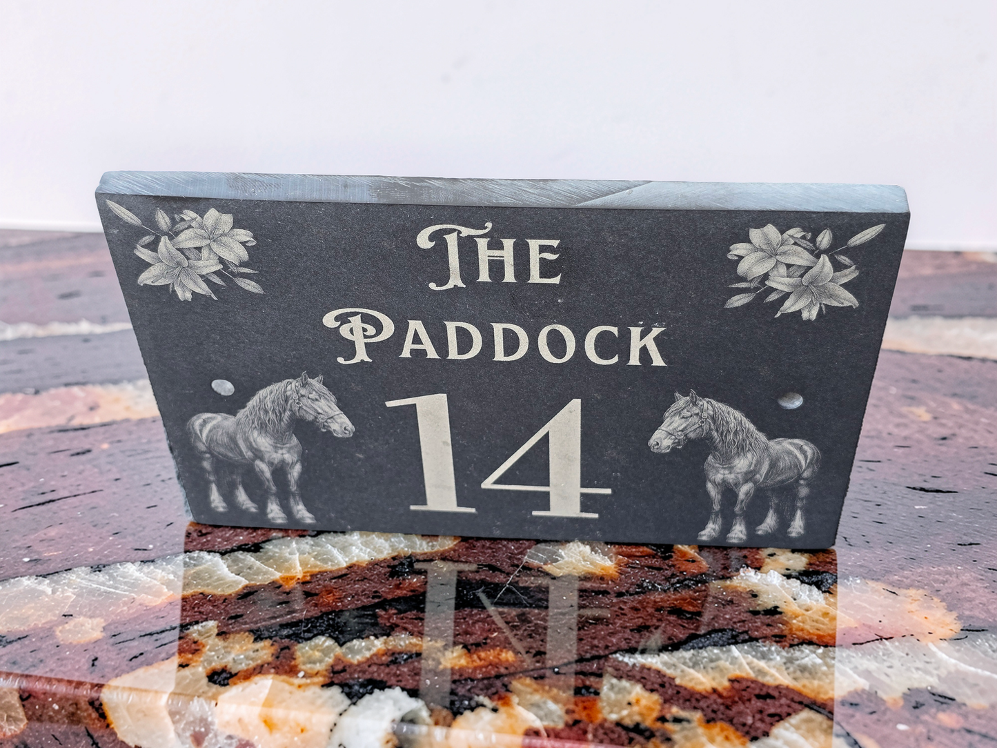 Custom Horse Slate House Sign | Personalised Address Plaque