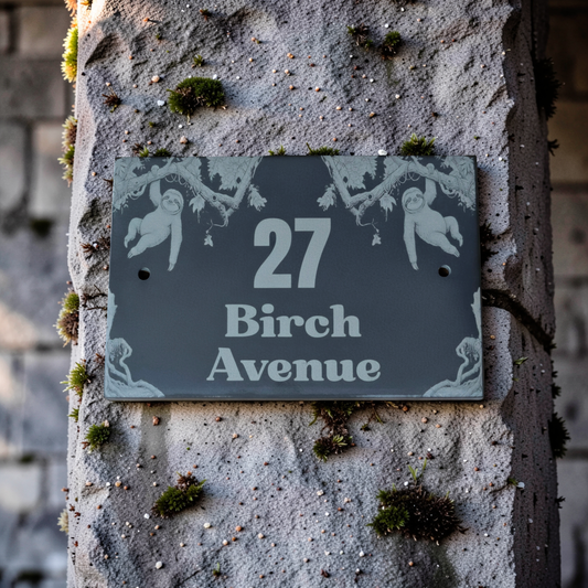Sloth House Address Sign - Personalised Slate Address Sign