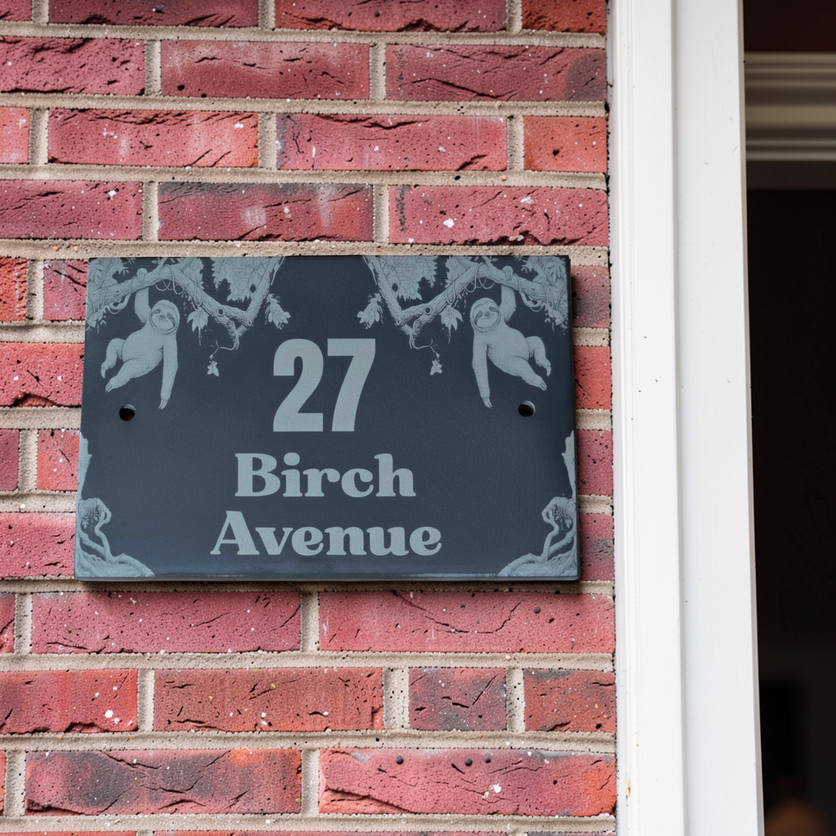 Sloth House Address Sign - Personalised Slate Address Sign